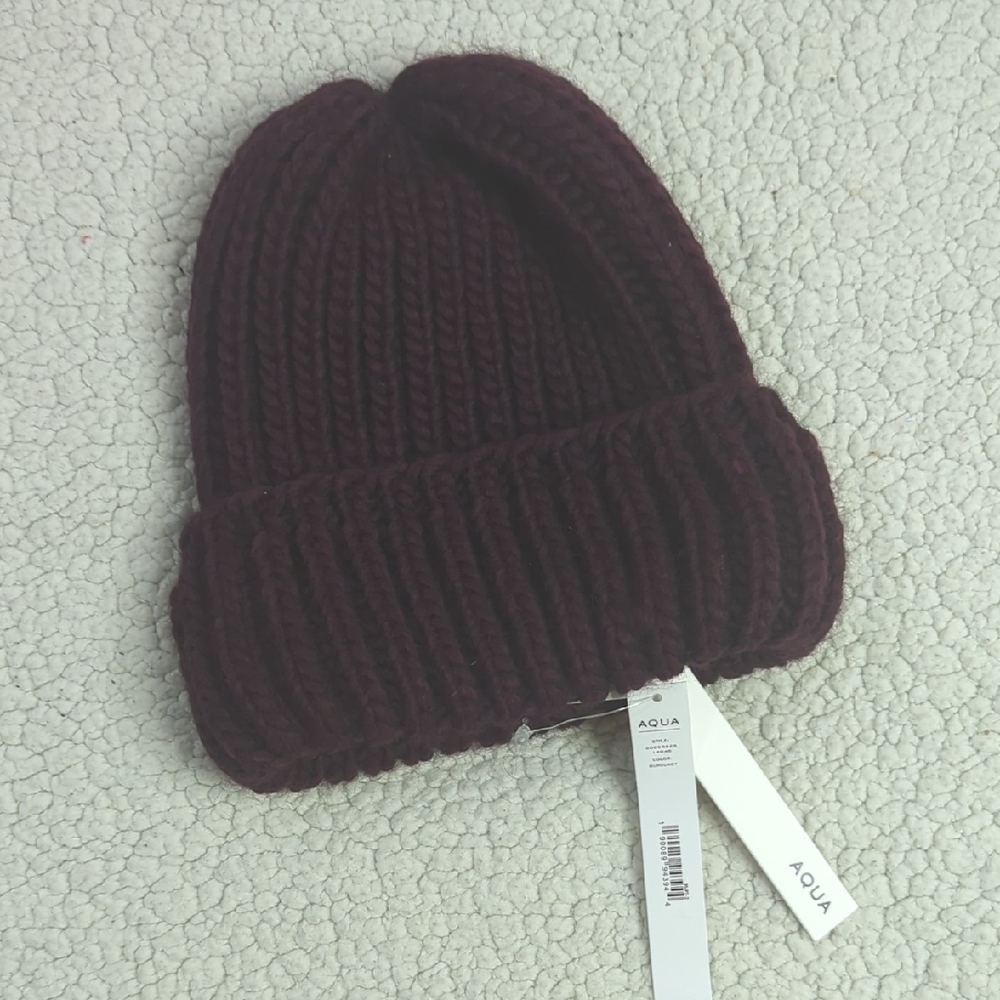 Aqua Deep Burgundy Knit Hat